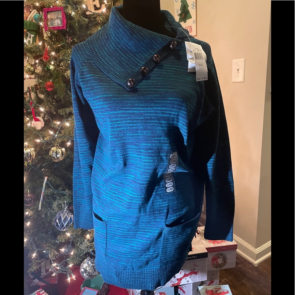 Winter warm teal blue sweater